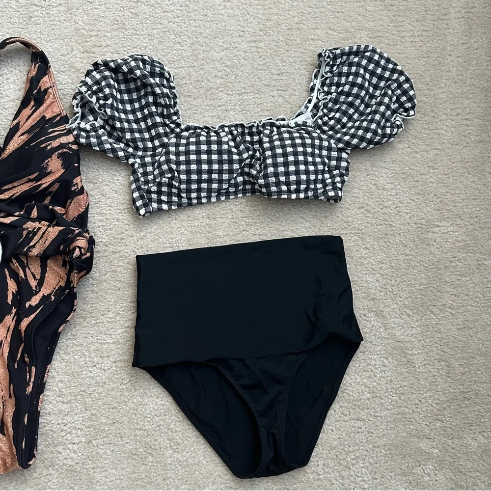 Three swimsuits medium small Cupshe aerie one piece high waist - Picture 4 of 6